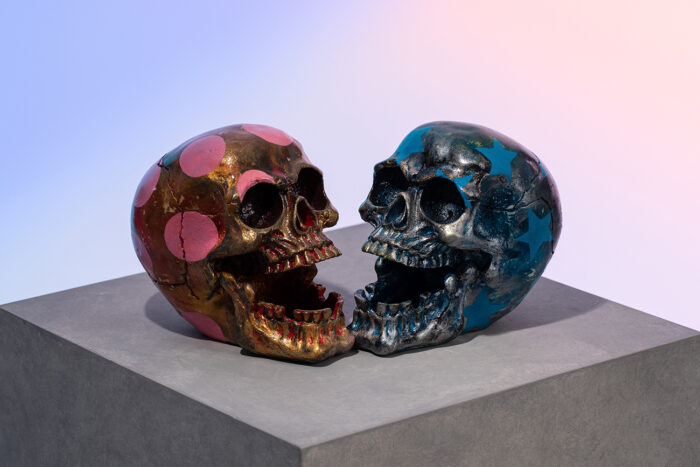 skull1,2 acrylic on resin 12 x 9 x 15cm 2019